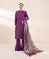 Women's Unstitched Purple Cotton 3 Piece Suit